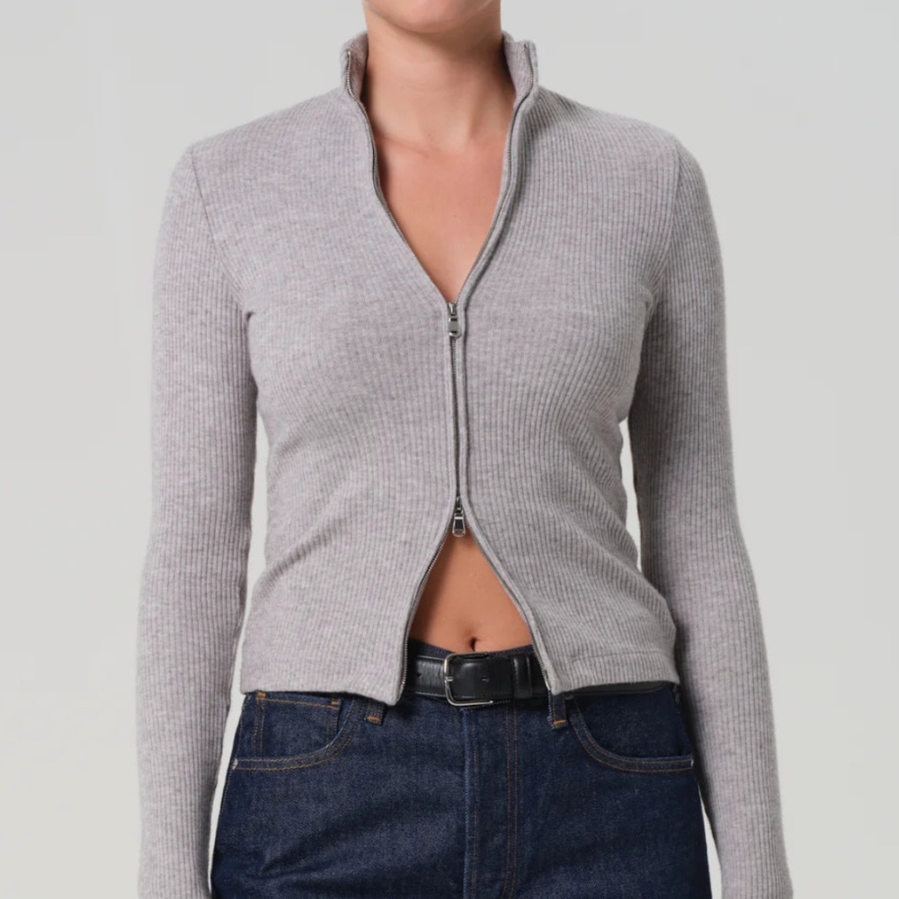 Zip Cardigan ~ Heather Grey